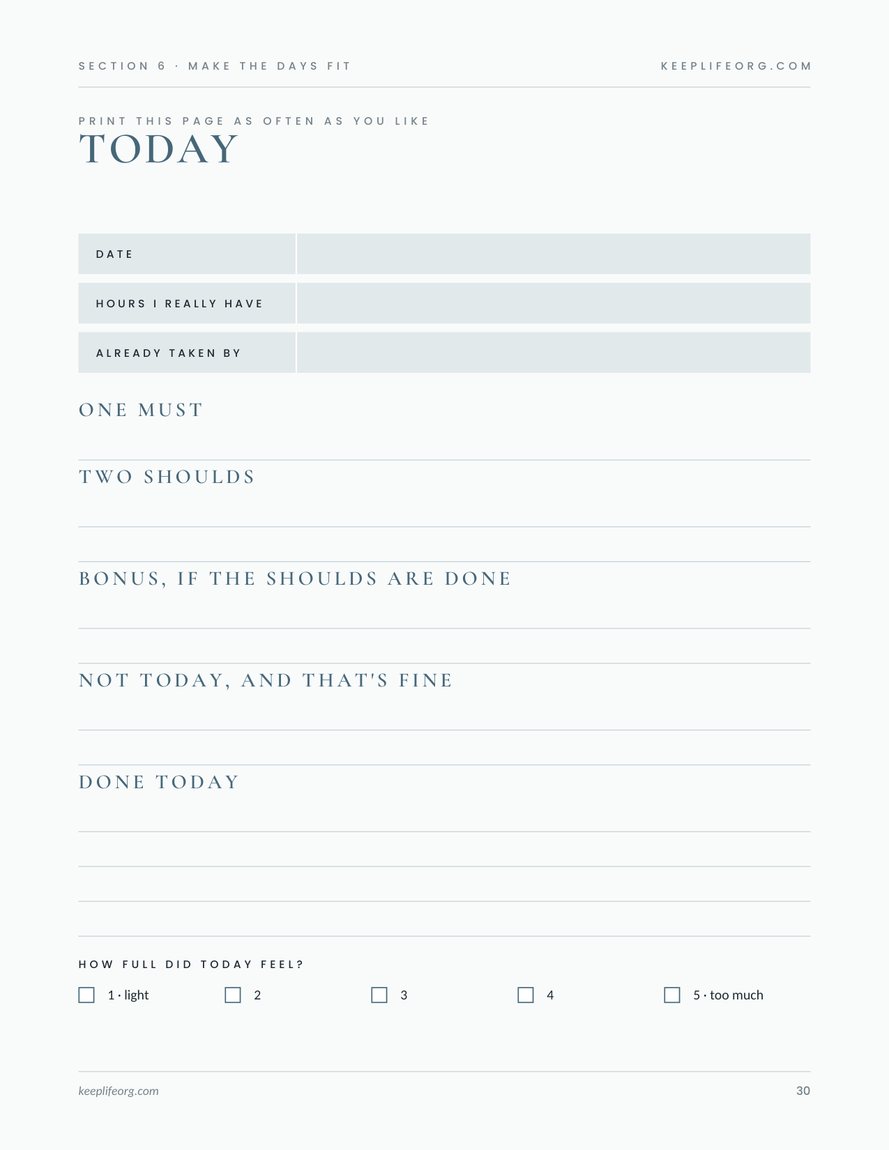 The daily page: one must, two shoulds, done today